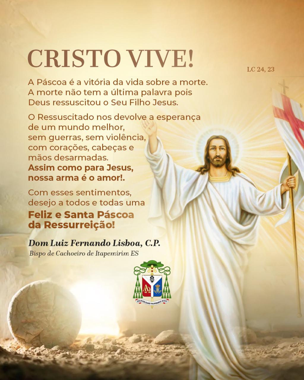 Mensagem de Páscoa do Bispo Dom Luiz Fernando Lisboa, C.P.